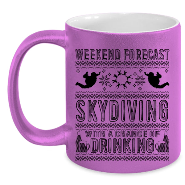 Christmas Gift For Skydiver Coffee Mug, Weekend Forecast Skydiving Accent Mug