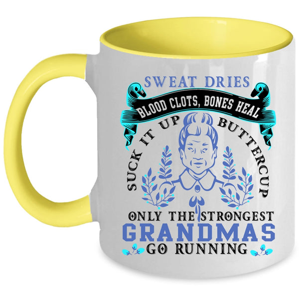 Cute Mom Coffee Mug, Only The Strongest Grandmas Go Running Accent Mug