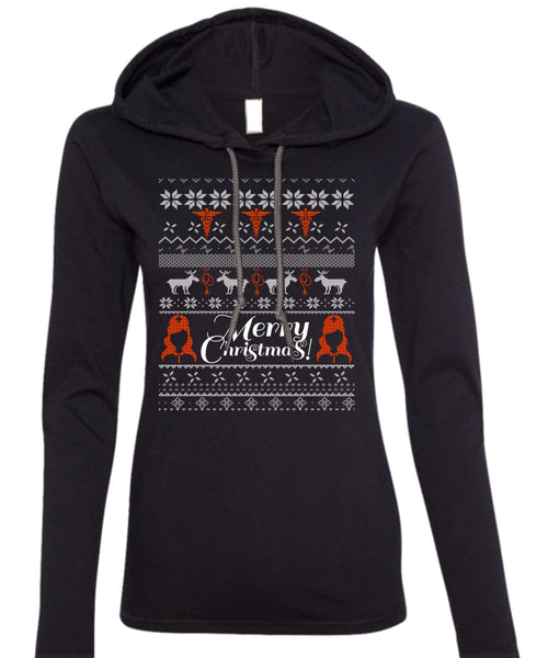 Merry Christmas T Shirt, Funny Winter T Shirt (Anvil Ladies Ringspun Hooded)