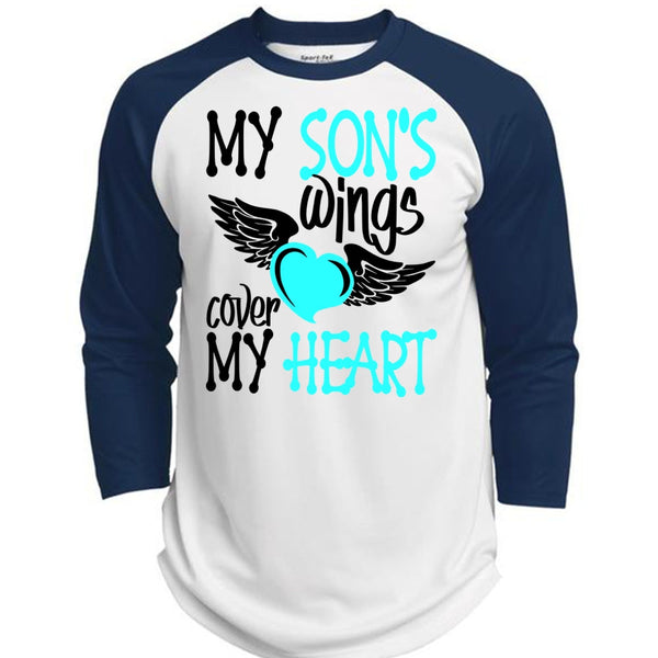 My Son's Wings Cover My Heart T Shirt, I Love Son T Shirt, Awesome T-Shirts  (Polyester Game Baseball Jersey)