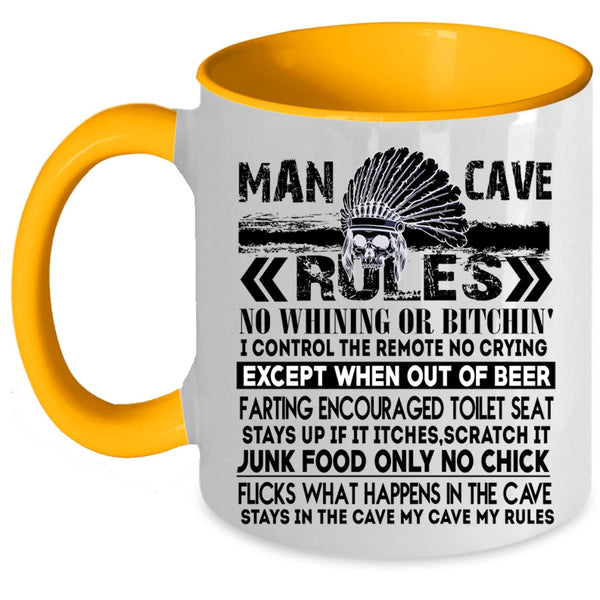 My Funny Husband Coffee Mug, Man Cave Rules Accent Mug