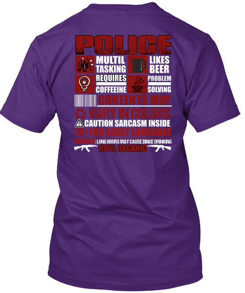 Police Multitasking T Shirt, Likes Beer T Shirt