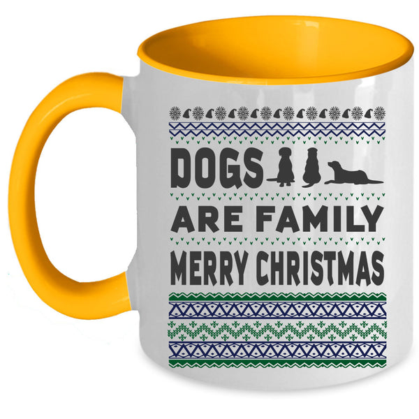 Merry Christmas Coffee Mug, Dogs Are Family Accent Mug