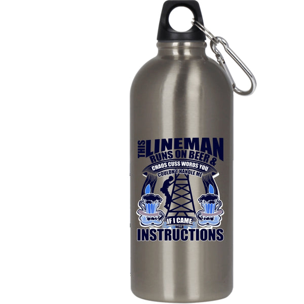 This Lineman Runs On Beer 20 oz Stainless Steel Bottle,Awesome Linemans Outdoor Sports Water Bottle