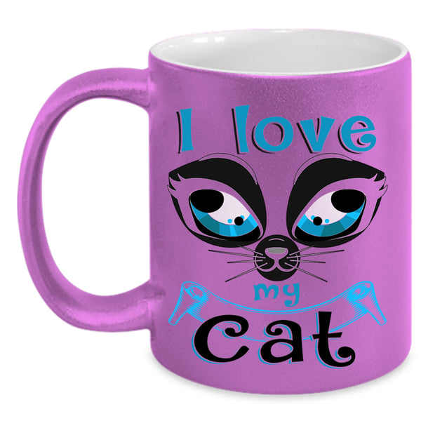 Cute Gift For Cat Lovers Coffee Mug, I Love My Cat Accent Mug