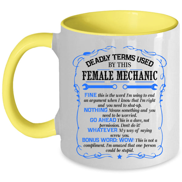 Cool Gift For Mom Coffee Mug, Female Mechanic Accent Mug