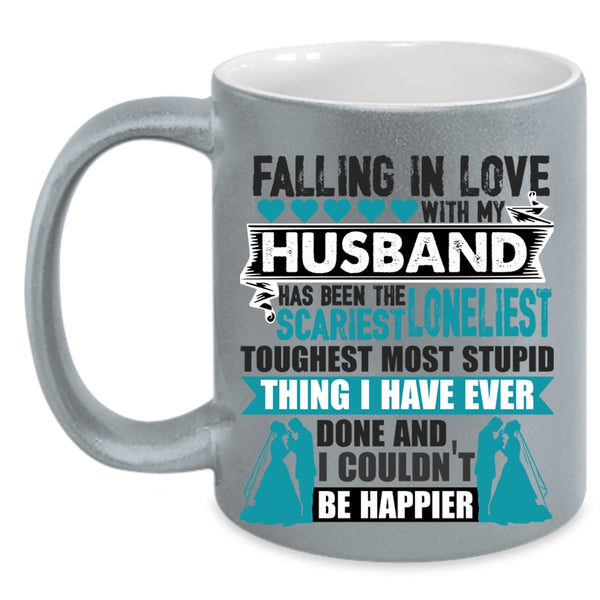 Cute Love Coffee Mug, Falling In Love With My Husband Accent Mug