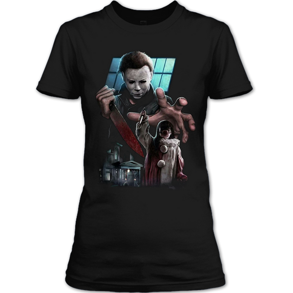 A black t-shirt with the shopify logo