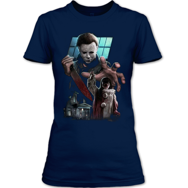 A black t-shirt with the shopify logo