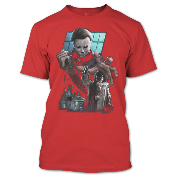 A black t-shirt with the shopify logo