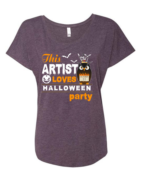 This Artist Loves Halloween Party T Shirt, I Love You Pumpkin T Shirt, Cool Shirt (Ladies' Triblend Dolman Sleeve)