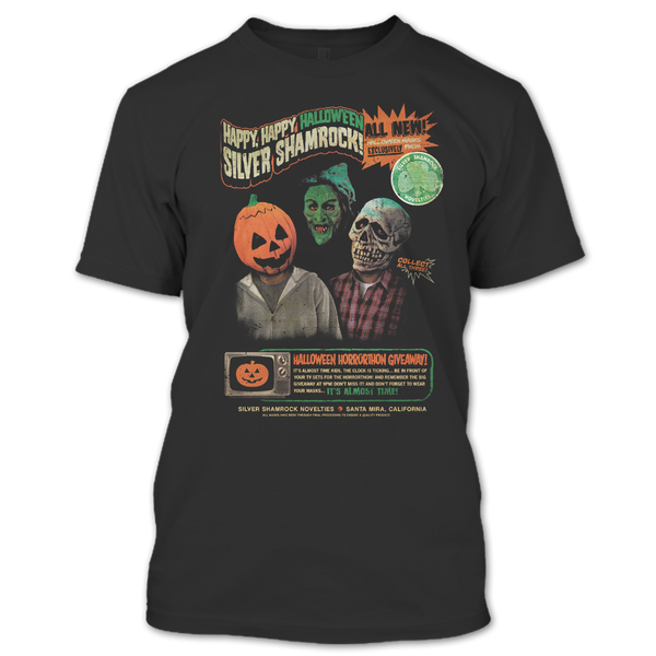 A black t-shirt with the shopify logo