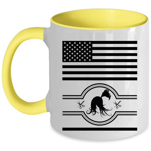 Cool American Flag Coffee Mug, Cool Hairstylist Accent Mug