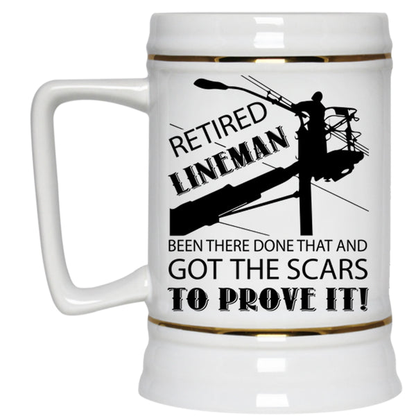 Cool Gift For Grandpa Beer Stein 22oz, Retired Lineman Beer Mug