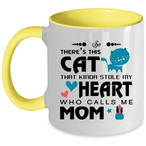 Call Me Mom Coffee Mug, This Cat Kinda Stole My Heart Accent Mug