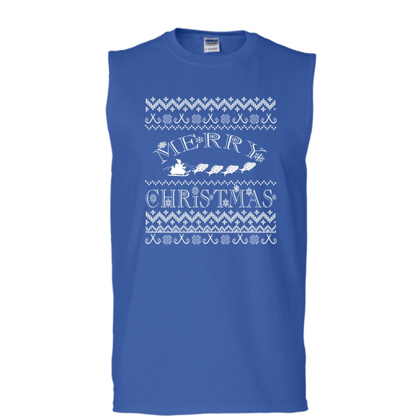 Merry Christmas T Shirt, Coolest Fishing T Shirt, Cool T Shirt (Men's Cotton Sleeveless)
