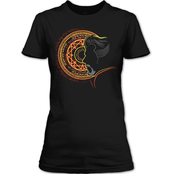 A black t-shirt with the shopify logo