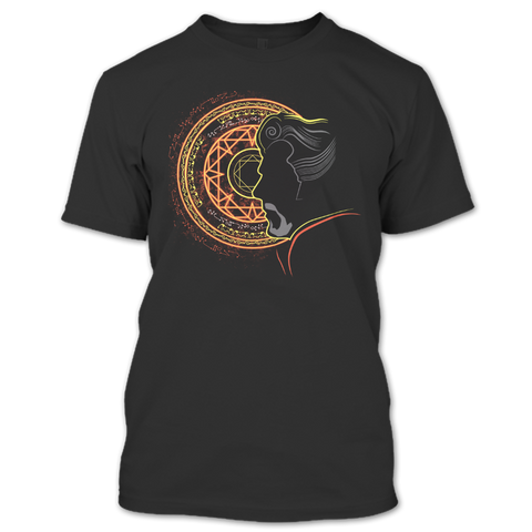 A black t-shirt with the shopify logo