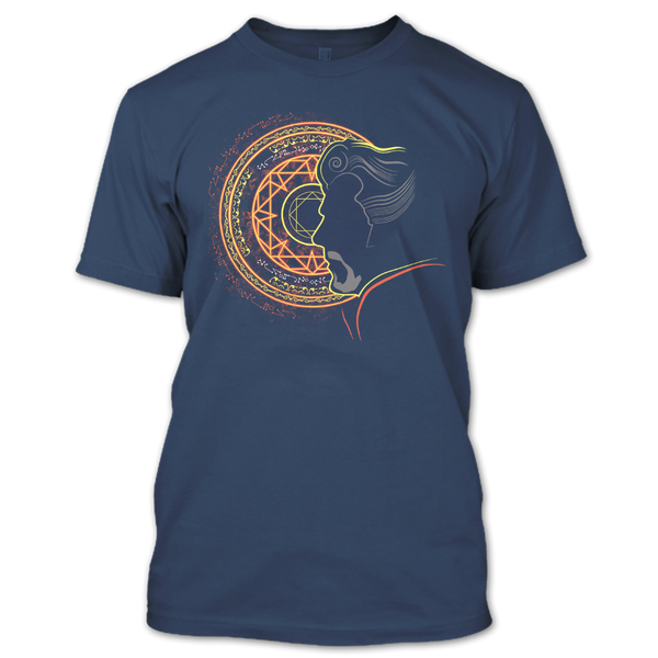 A black t-shirt with the shopify logo