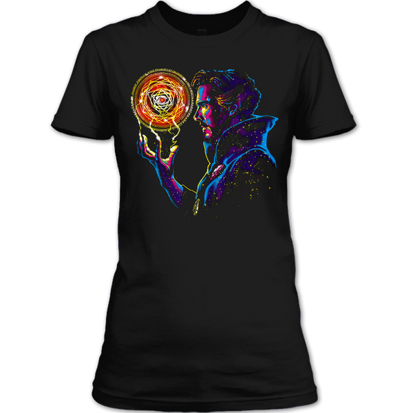 A black t-shirt with the shopify logo