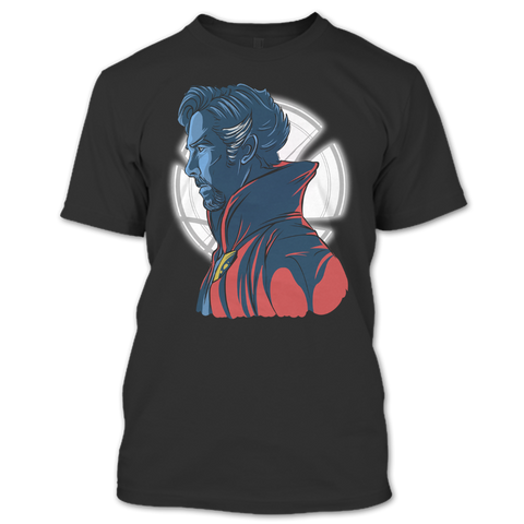 A black t-shirt with the shopify logo