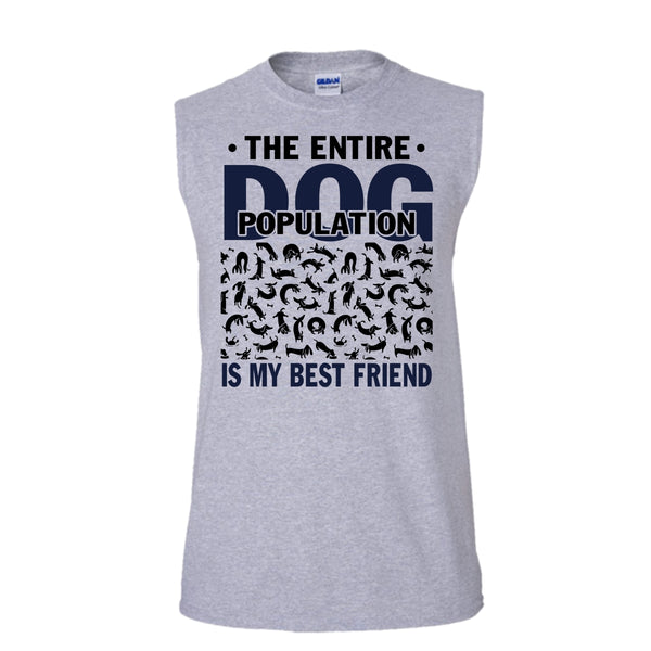 The entire Dog Population T Shirt, Coolest Dog Lover Tank Top (Men's Cotton Sleeveless)