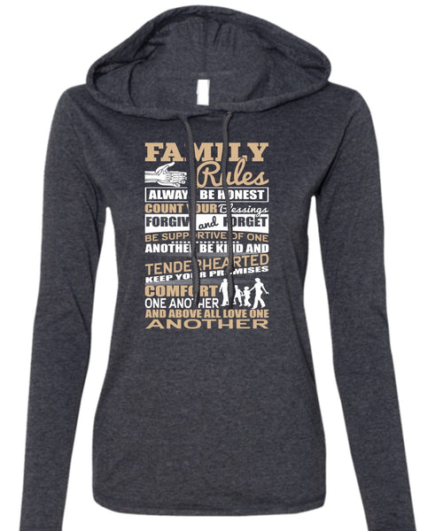 Family Rules T Shirt, Forgive And Forget T Shirt (Anvil Ladies Ringspun Hooded)