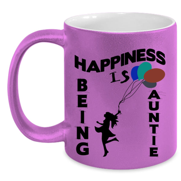 Cute Gift For My Aunt Coffee Mug, Happiness is Being Auntie Accent Mug