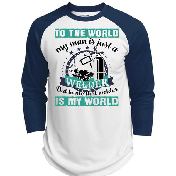 My Man Is Just A Welder T Shirt, I Love Welding T Shirt, Awesome T-Shirts  (Polyester Game Baseball Jersey)