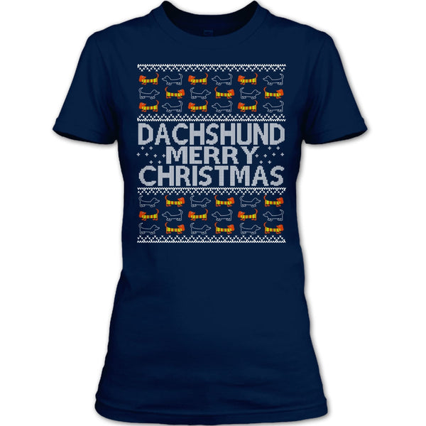 Dachshund Merry Christmas T Shirt, Coolest Dachshund T Shirt