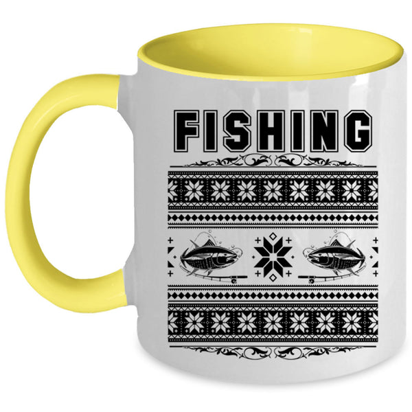 Funny Christmas Coffee Mug, Cool Fishing Accent Mug