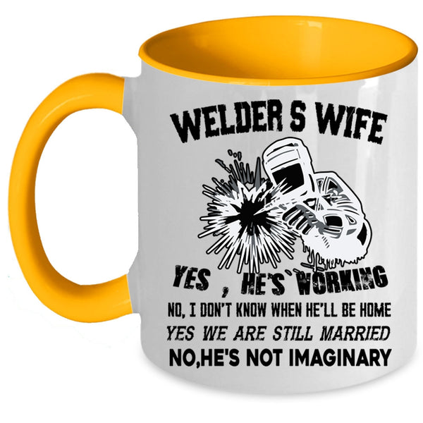 I Love My Welder Coffee Mug, Welder's Wife Accent Mug
