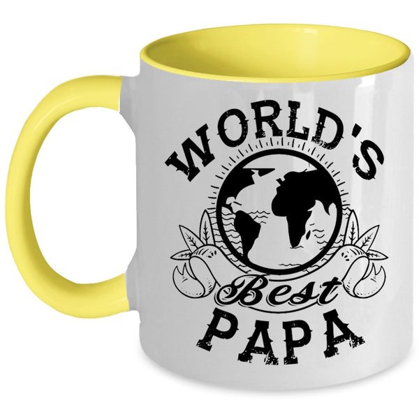 Awesome Gift For Papa Coffee Mug, World's Best Papa Accent Mug