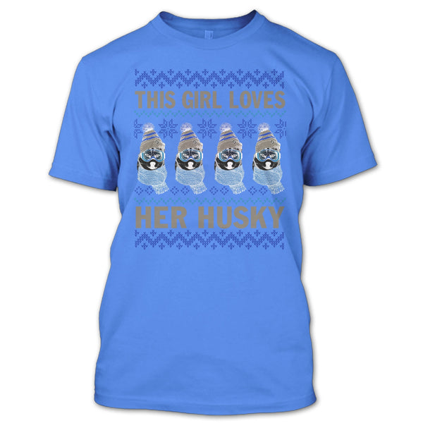 This Girl Loves Her Husky T Shirt, Husky Merry Christmas T Shirt