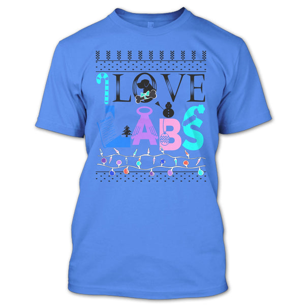 I Love Labs T Shirt, Dog Merry Christmas T Shirt