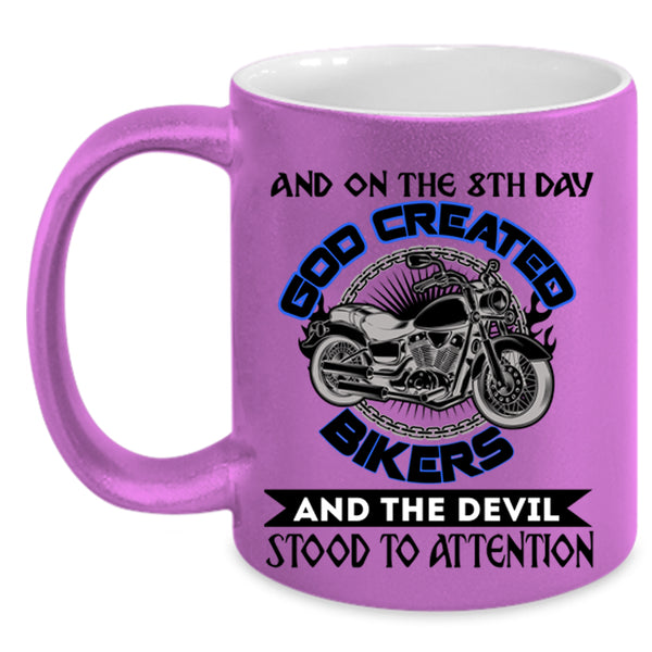 Cool Biker Coffee Mug, On The 8th day God Created Bikers Accent Mug