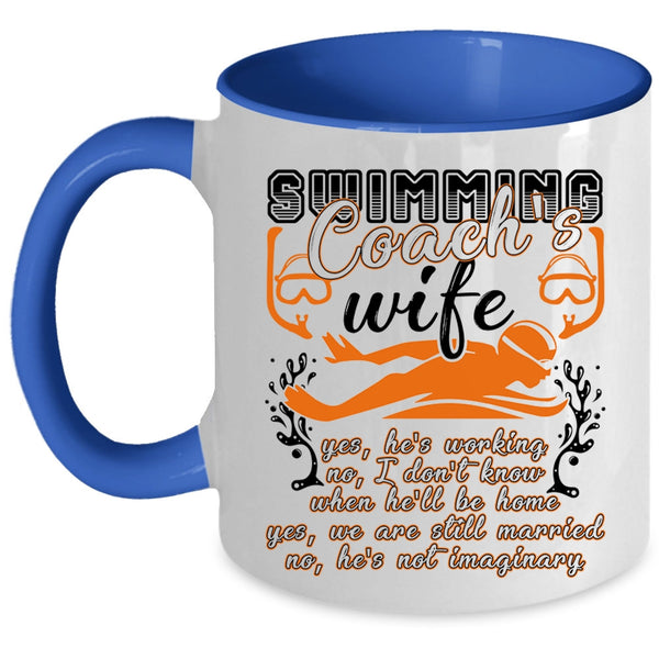 Cool Just Married Coffee Mug, Swimming Coach's Wife Accent Mug