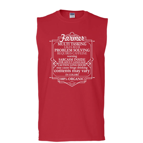 Farmer Multi Tasking T Shirt, 100% Organic T Shirt, Cool T Shirt (Men's Cotton Sleeveless)