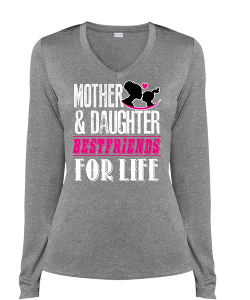 Mother And Daughter Best Friends T Shirt, Being A Daughter T Shirt, Cool Shirt (Ladies LS Heather V-Neck)