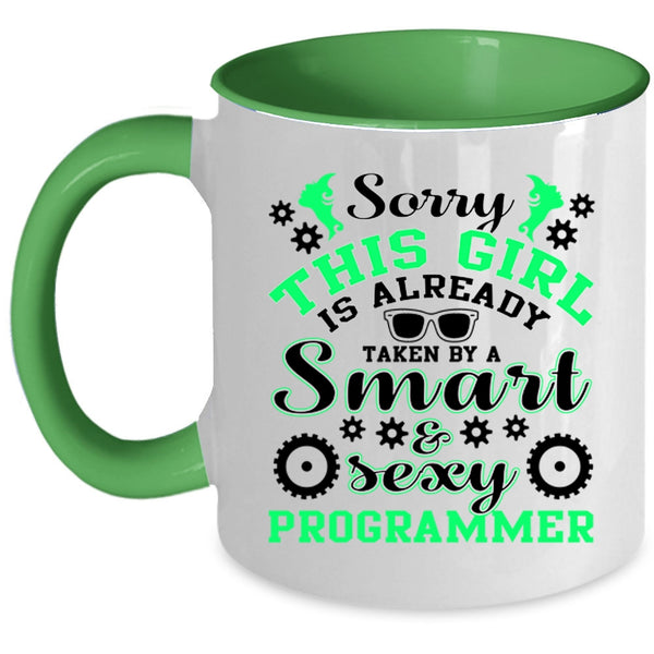 Cute Wife Coffee Mug, Taken By A Smart Programmer Accent Mug