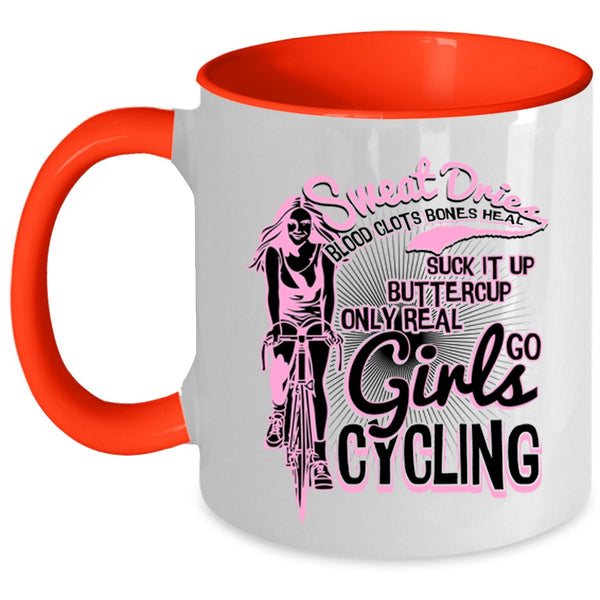 Awesome Girls Coffee Mug, Only Real Girls Go Cycling Accent Mug