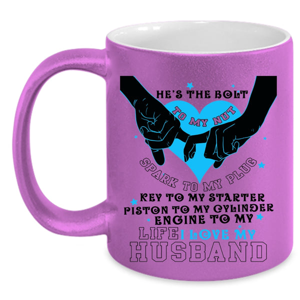 Cute Gift For Wedding Coffee Mug, I Love My Husband Accent Mug