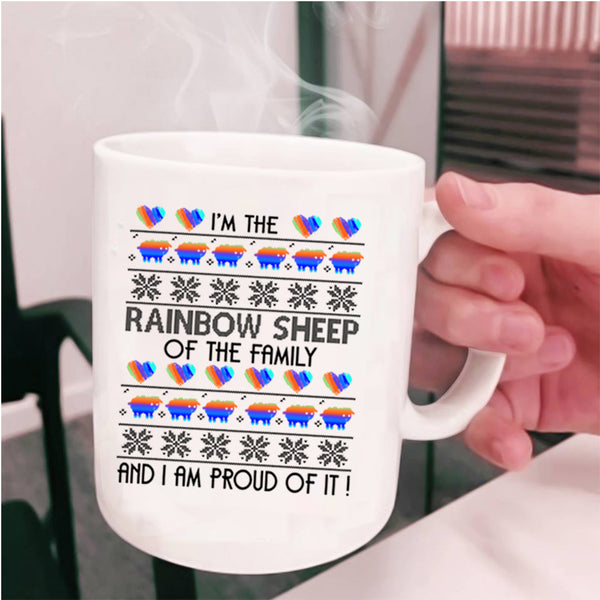 I Am Proud Of It Coffee Mug, Rainbow Sheep Of The Family Cup