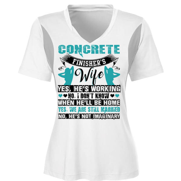 Concrete Finisher's Wife T Shirt, We're Still Married T Shirt, Cool Shirt (Ladies LS Heather V-Neck)