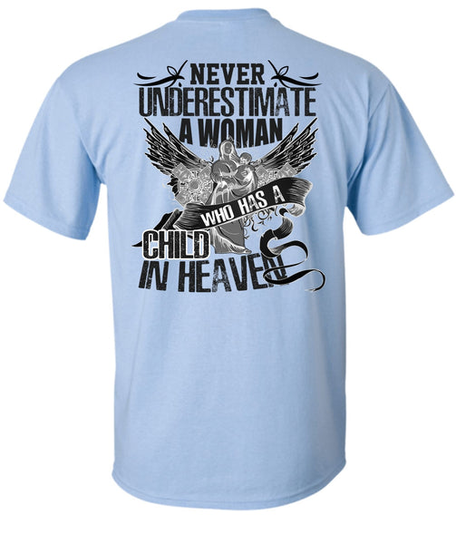 Woman Who Has A Child In Heaven T Shirt, I Love Mom T Shirt