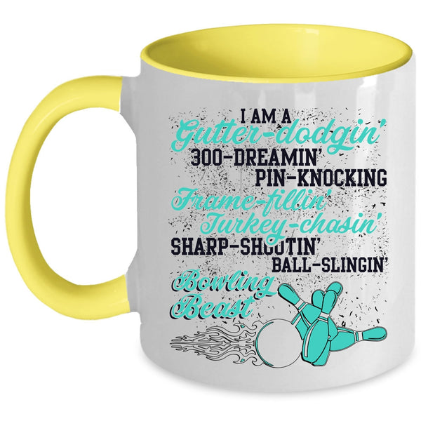 I Love Bowling Coffee Mug, I Am A Bowling Beast Accent Mug