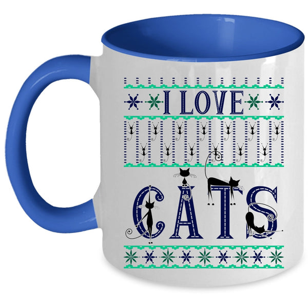 Christmas Gift For Cat Lover Coffee Mug, I Love Cats Accent Mug