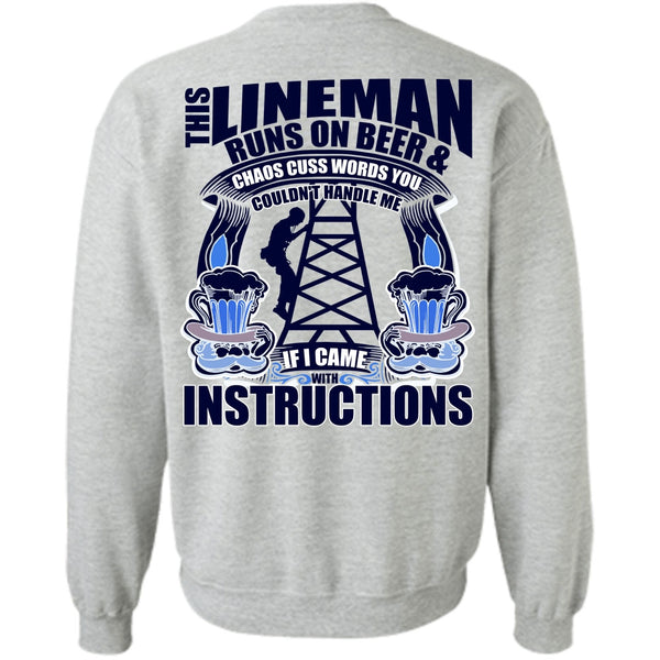 I Love Lineman T Shirt, This Lineman Runs On Beer Sweatshirt