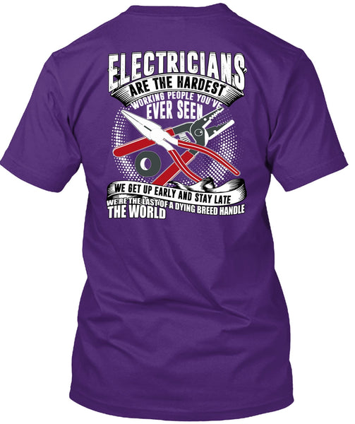 Electricians Are The Hardest Working T Shirt, Dying Breed Handle T Shirt