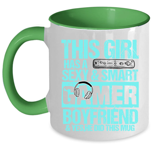 Pretty Girls Coffee Mug, This Girl Has A Smart Gamer Boyfriend Accent Mug